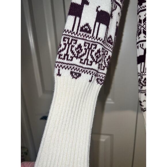Anthropologie Shrinking Violet Reindeer Sweater Women's Large-Burgundy - Picture 8 of 10